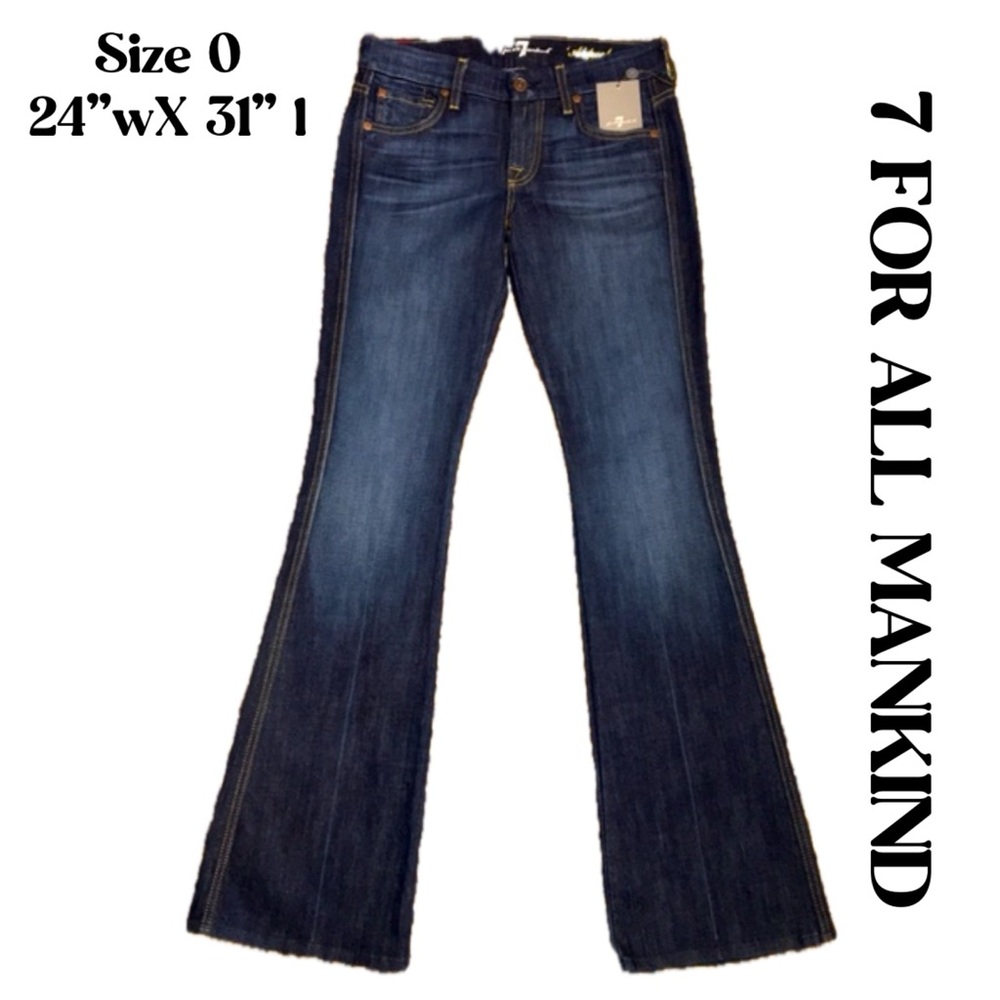 7 FOR ALL MANKIND A POCKET FLARE BOHO JEANS NWT SIZE 0 24”wX31”l